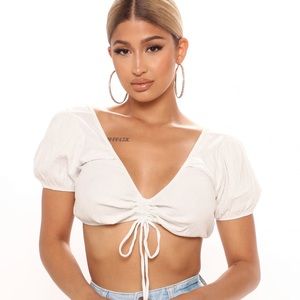 Puff Cropped Top-White